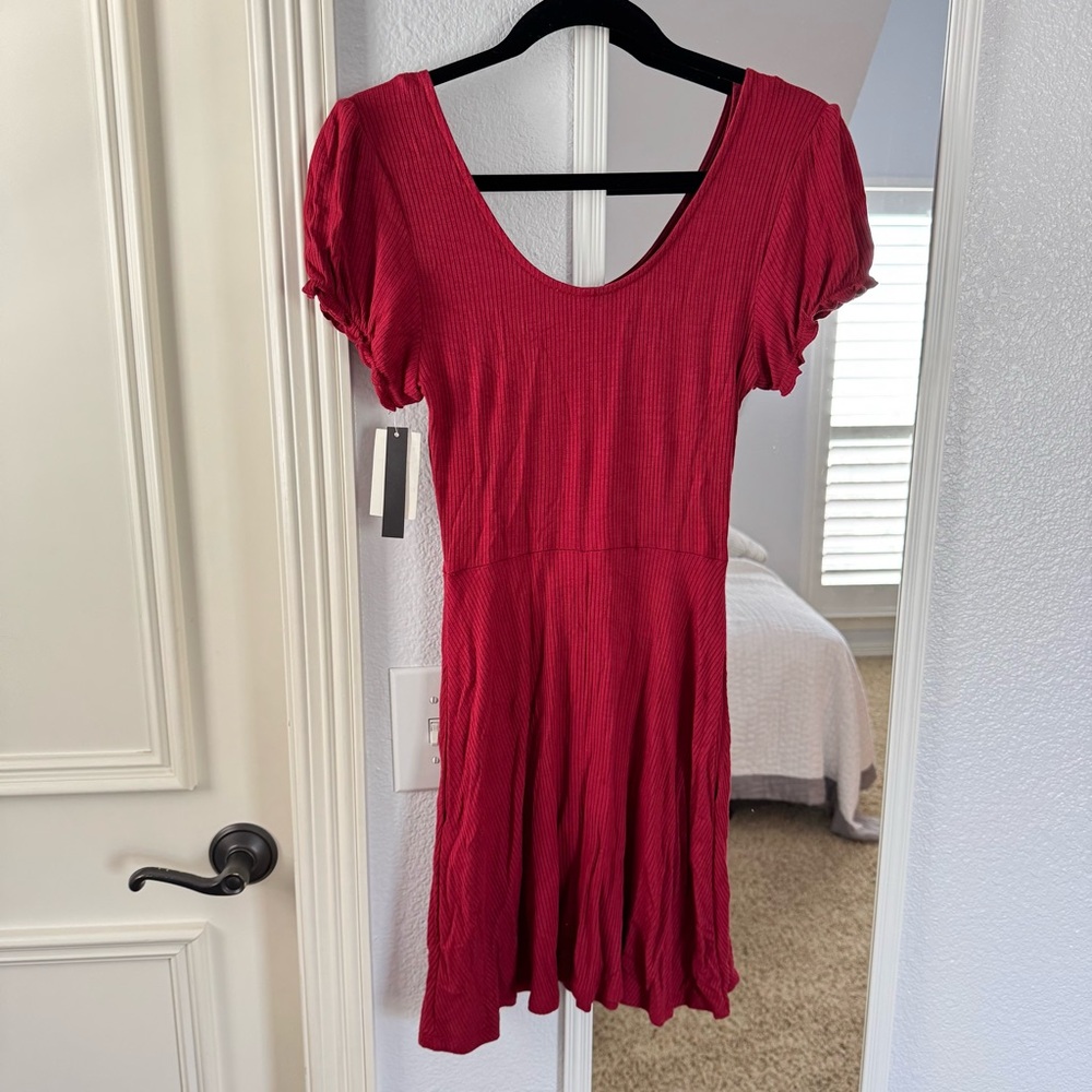 Red Button-Front Dress - Picture 4 of 4